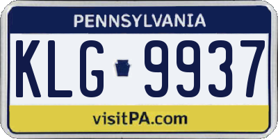 PA license plate KLG9937
