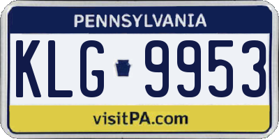 PA license plate KLG9953