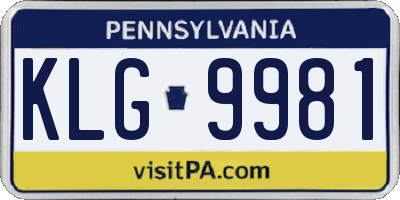 PA license plate KLG9981