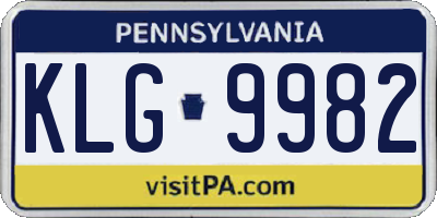 PA license plate KLG9982