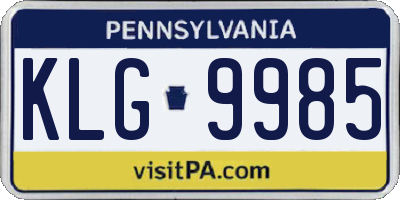 PA license plate KLG9985