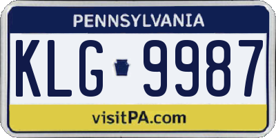 PA license plate KLG9987