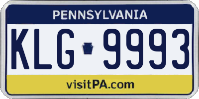 PA license plate KLG9993
