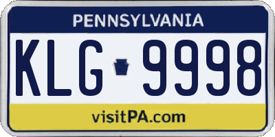 PA license plate KLG9998