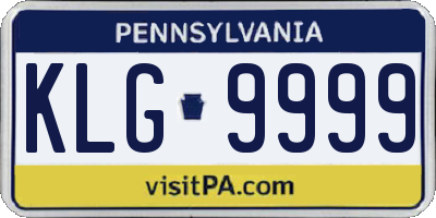 PA license plate KLG9999