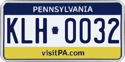 PA license plate KLH0032