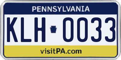 PA license plate KLH0033