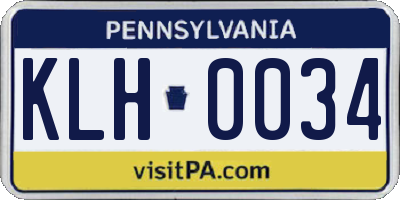PA license plate KLH0034