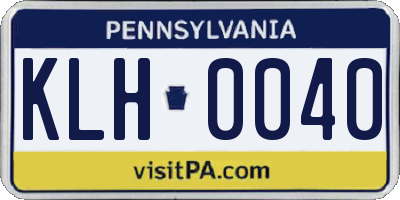 PA license plate KLH0040