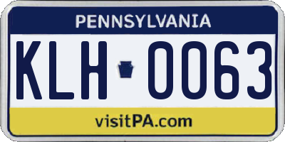 PA license plate KLH0063