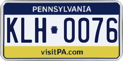 PA license plate KLH0076