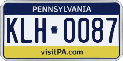 PA license plate KLH0087