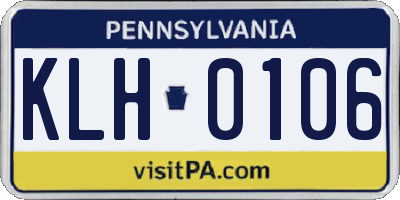 PA license plate KLH0106
