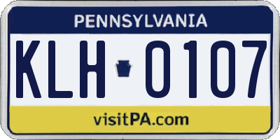 PA license plate KLH0107