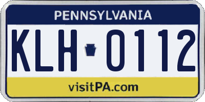 PA license plate KLH0112