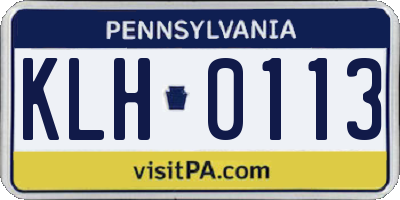 PA license plate KLH0113