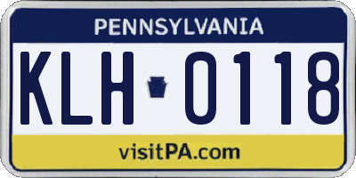 PA license plate KLH0118