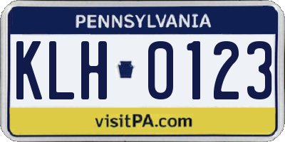 PA license plate KLH0123