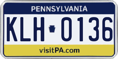 PA license plate KLH0136
