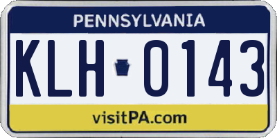 PA license plate KLH0143