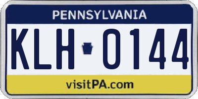 PA license plate KLH0144