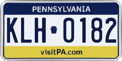 PA license plate KLH0182