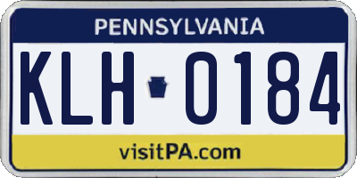 PA license plate KLH0184