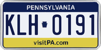 PA license plate KLH0191