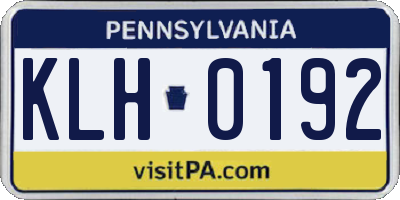 PA license plate KLH0192