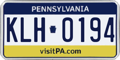 PA license plate KLH0194