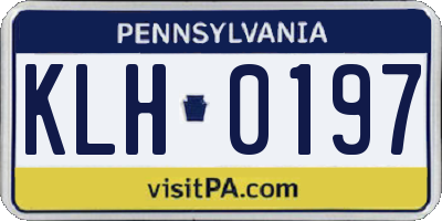 PA license plate KLH0197