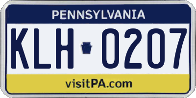 PA license plate KLH0207