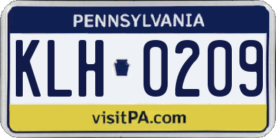 PA license plate KLH0209
