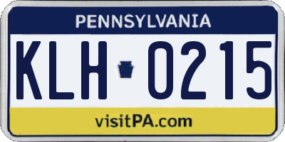 PA license plate KLH0215