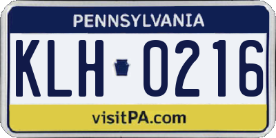 PA license plate KLH0216