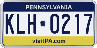 PA license plate KLH0217