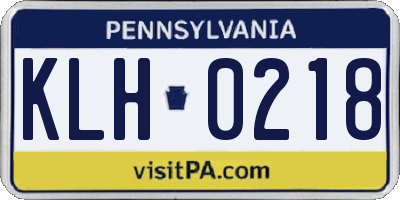 PA license plate KLH0218