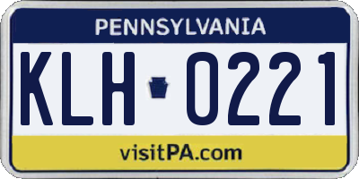 PA license plate KLH0221