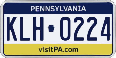 PA license plate KLH0224