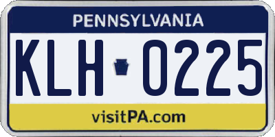 PA license plate KLH0225