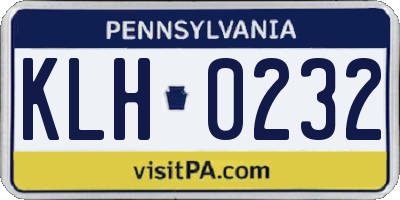 PA license plate KLH0232