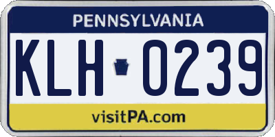 PA license plate KLH0239