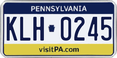 PA license plate KLH0245