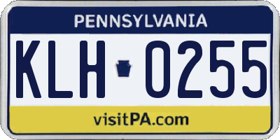 PA license plate KLH0255