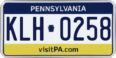 PA license plate KLH0258