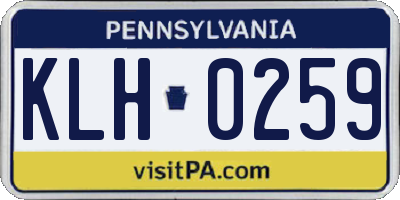 PA license plate KLH0259