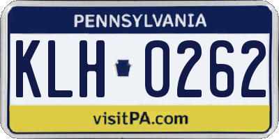 PA license plate KLH0262