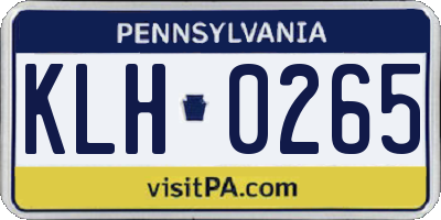PA license plate KLH0265