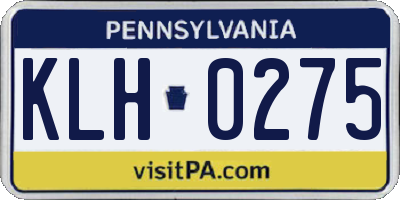 PA license plate KLH0275