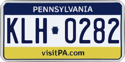 PA license plate KLH0282